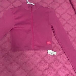 Pink crop top zip up